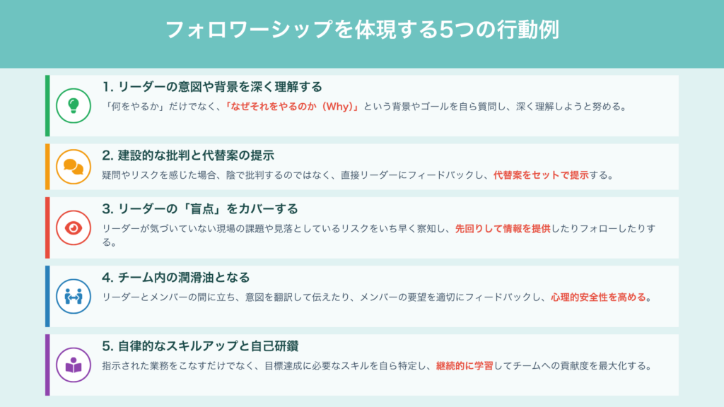 フォロワーシップとは?意味・5つのタイプ・行動例・育成方法をわかりやすく解説